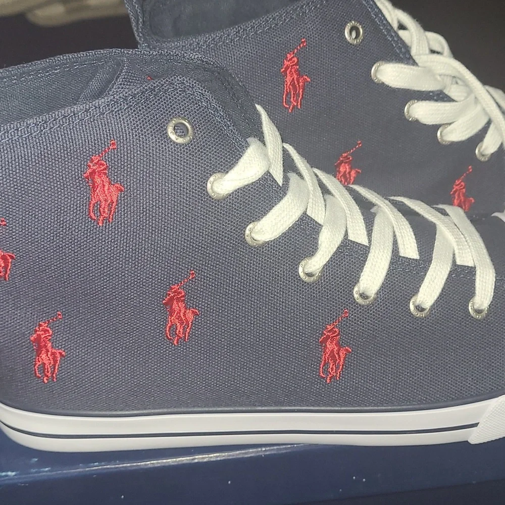 New Polo by Ralph Lauren canvas high tops sizes 6.5 jr = 8 wmn and 7jr =… - Picture 3 of 7